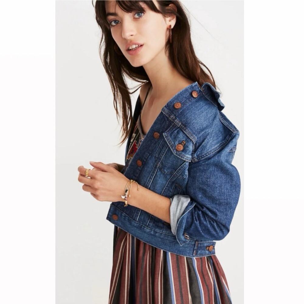 Madewell The Shrunken Stretch Jean Jacket Eco Edition Vintage Light Size Small